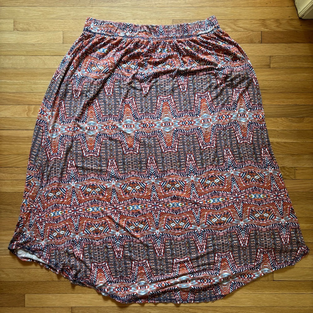 Anthropologie Maxi Skirt Large Colorful Geometric Pattern Anthro boho festival